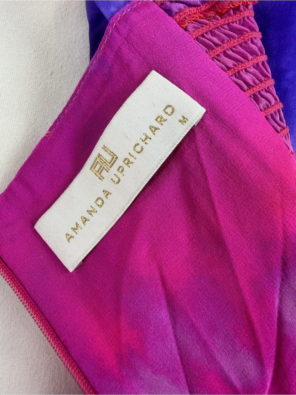 Amanda Uprichard Hot Pink and Purple Silk Fit and Flare Fairycore Mini Dress - Picture 12 of 12